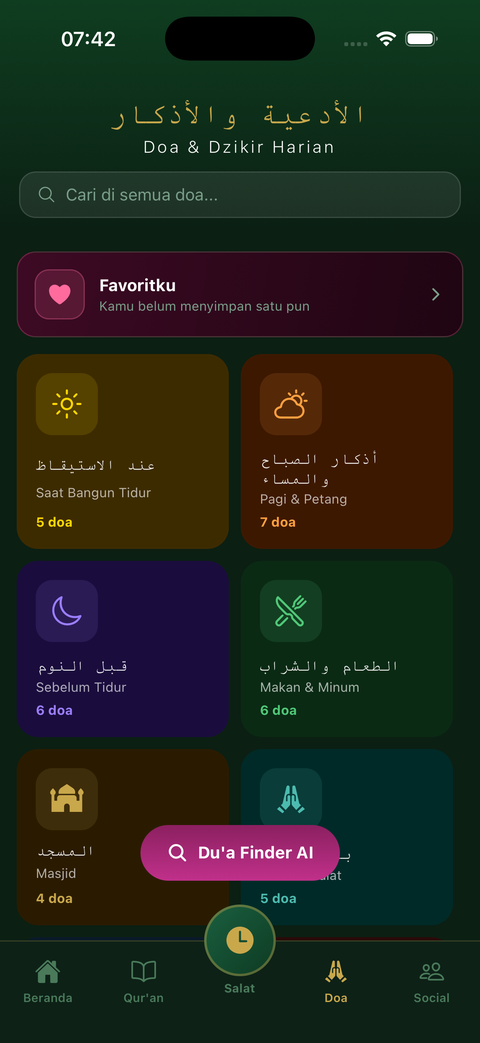 Kumpulan doa sahih per kategori di Taqwa