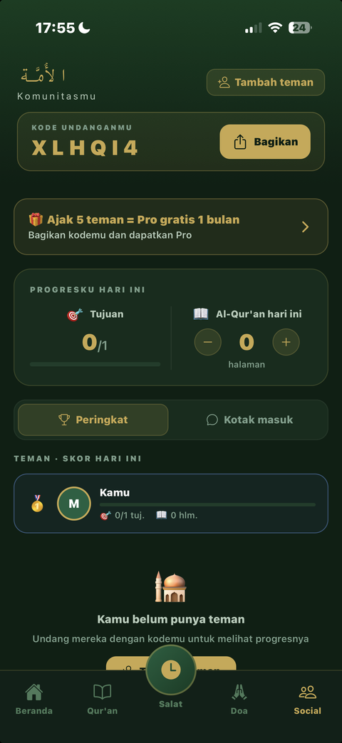Komunitas Ummah di Taqwa: undang teman, pantau progres harianmu, dan bersaing di peringkat