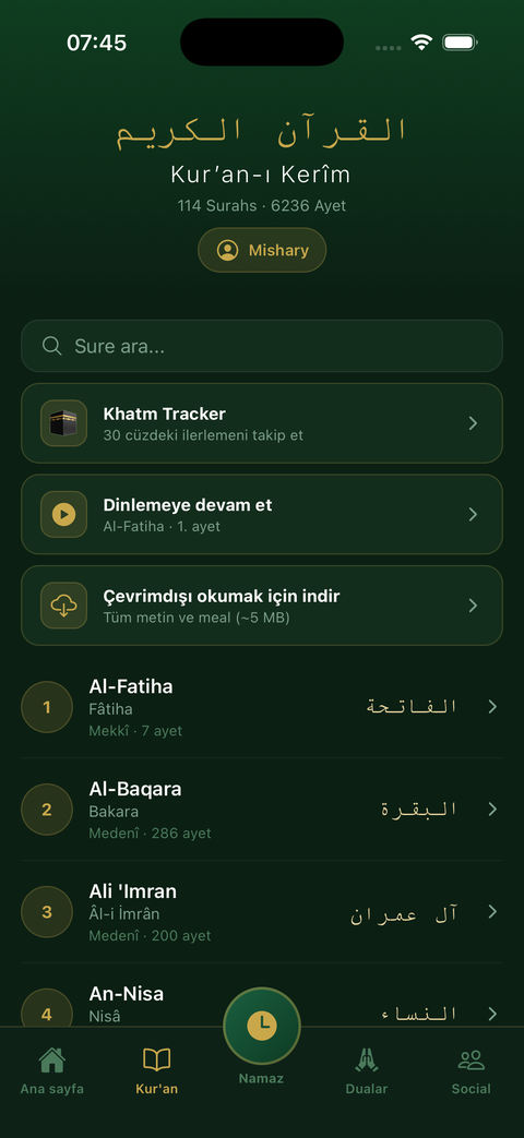 Taqwa'da 114 sure, Khatm Tracker ve hafızlarla Kur'an fihristi